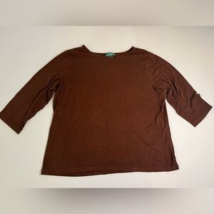 Ralph Lauren Brown Long Sleeve Crewneck Tee